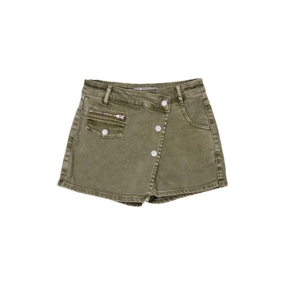Tractr Girls  Jeans Overflap Button Up Skort, Green